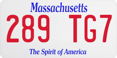 MA license plate 289TG7