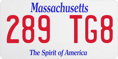 MA license plate 289TG8