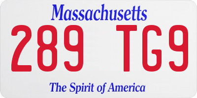 MA license plate 289TG9