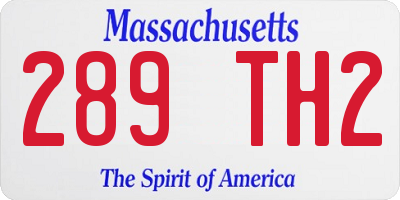 MA license plate 289TH2