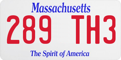 MA license plate 289TH3