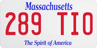 MA license plate 289TI0