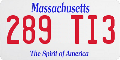 MA license plate 289TI3