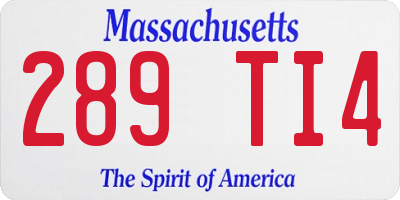 MA license plate 289TI4