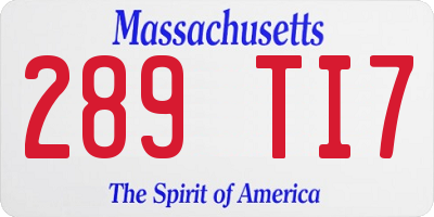 MA license plate 289TI7