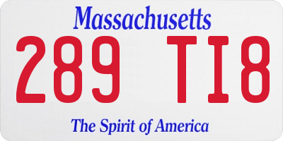 MA license plate 289TI8