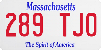 MA license plate 289TJ0
