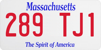 MA license plate 289TJ1