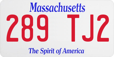 MA license plate 289TJ2
