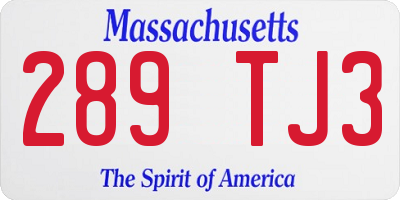 MA license plate 289TJ3