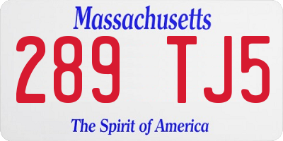 MA license plate 289TJ5