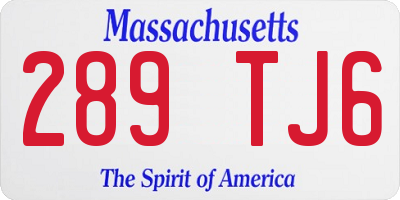 MA license plate 289TJ6