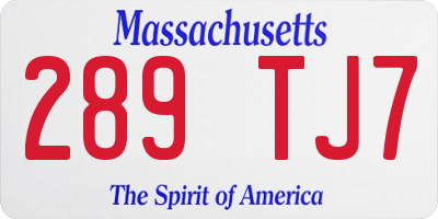 MA license plate 289TJ7