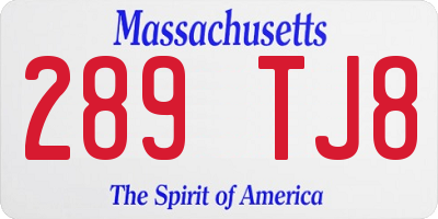 MA license plate 289TJ8