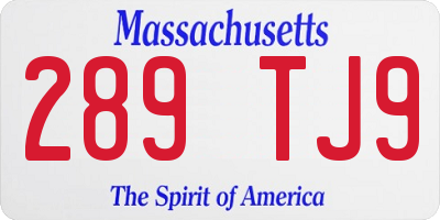 MA license plate 289TJ9