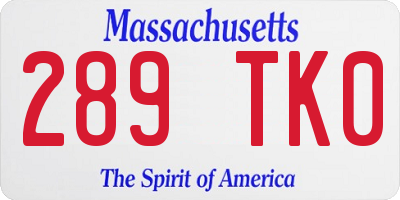 MA license plate 289TK0