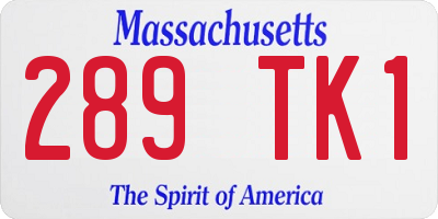 MA license plate 289TK1