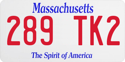 MA license plate 289TK2