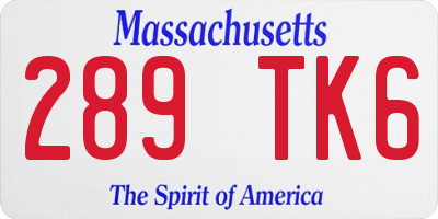 MA license plate 289TK6
