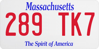 MA license plate 289TK7