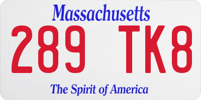 MA license plate 289TK8