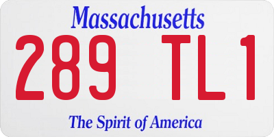 MA license plate 289TL1