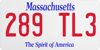 MA license plate 289TL3
