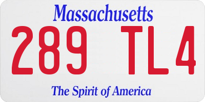 MA license plate 289TL4