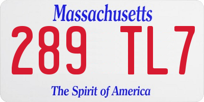 MA license plate 289TL7