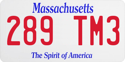 MA license plate 289TM3