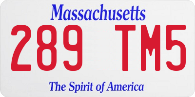 MA license plate 289TM5