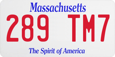MA license plate 289TM7