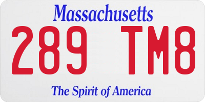 MA license plate 289TM8