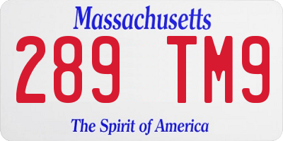 MA license plate 289TM9