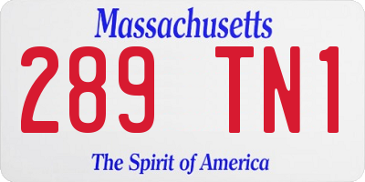 MA license plate 289TN1