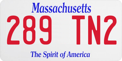 MA license plate 289TN2
