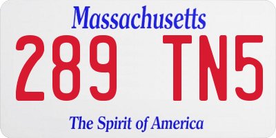MA license plate 289TN5