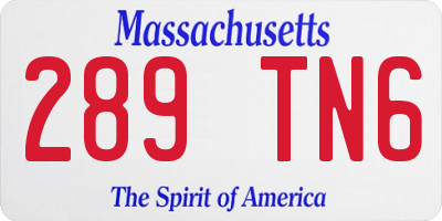 MA license plate 289TN6