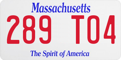 MA license plate 289TO4