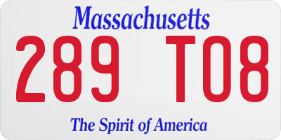 MA license plate 289TO8