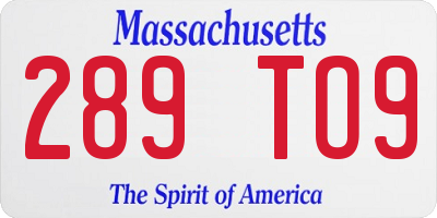 MA license plate 289TO9