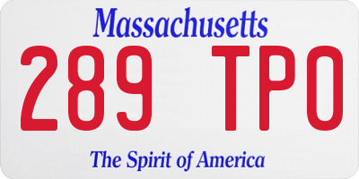 MA license plate 289TP0