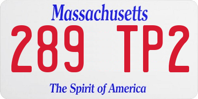 MA license plate 289TP2