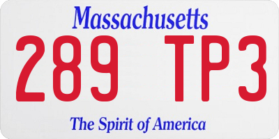 MA license plate 289TP3