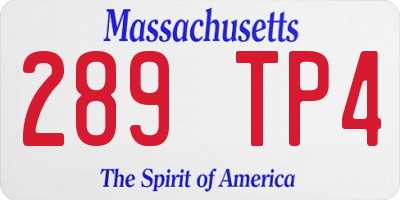 MA license plate 289TP4
