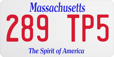MA license plate 289TP5