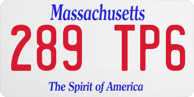 MA license plate 289TP6