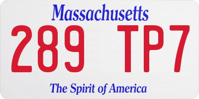 MA license plate 289TP7
