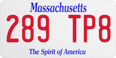 MA license plate 289TP8