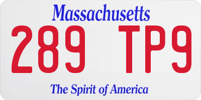 MA license plate 289TP9